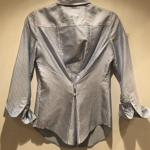 Elizabeth &James. Blue and white pinstriped blouse